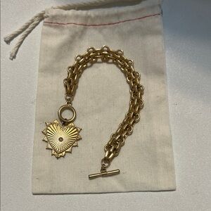 Erin McDermott Gold Love and Luck Heart Charm Bracelet